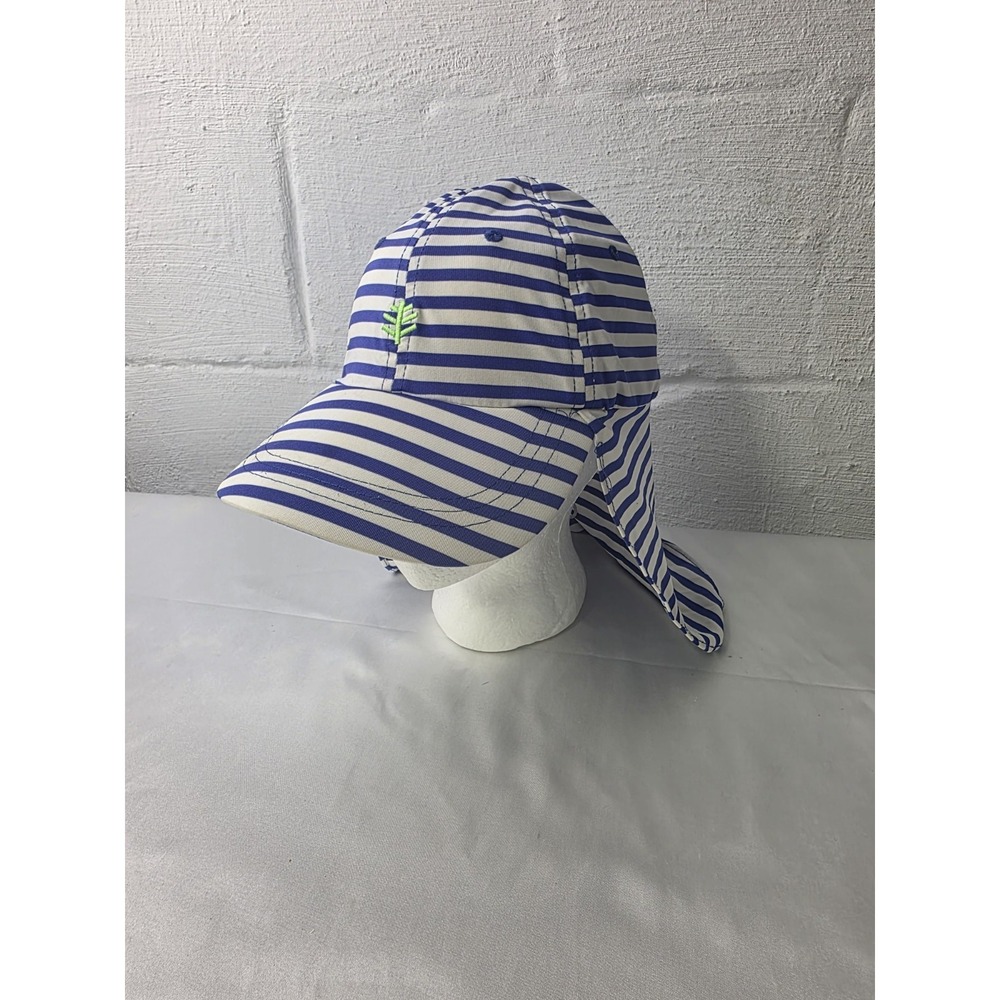 COOLIBAR UPF 50+ Women's Beach Sun Hat Blue White Size L/XL Nautical Cap